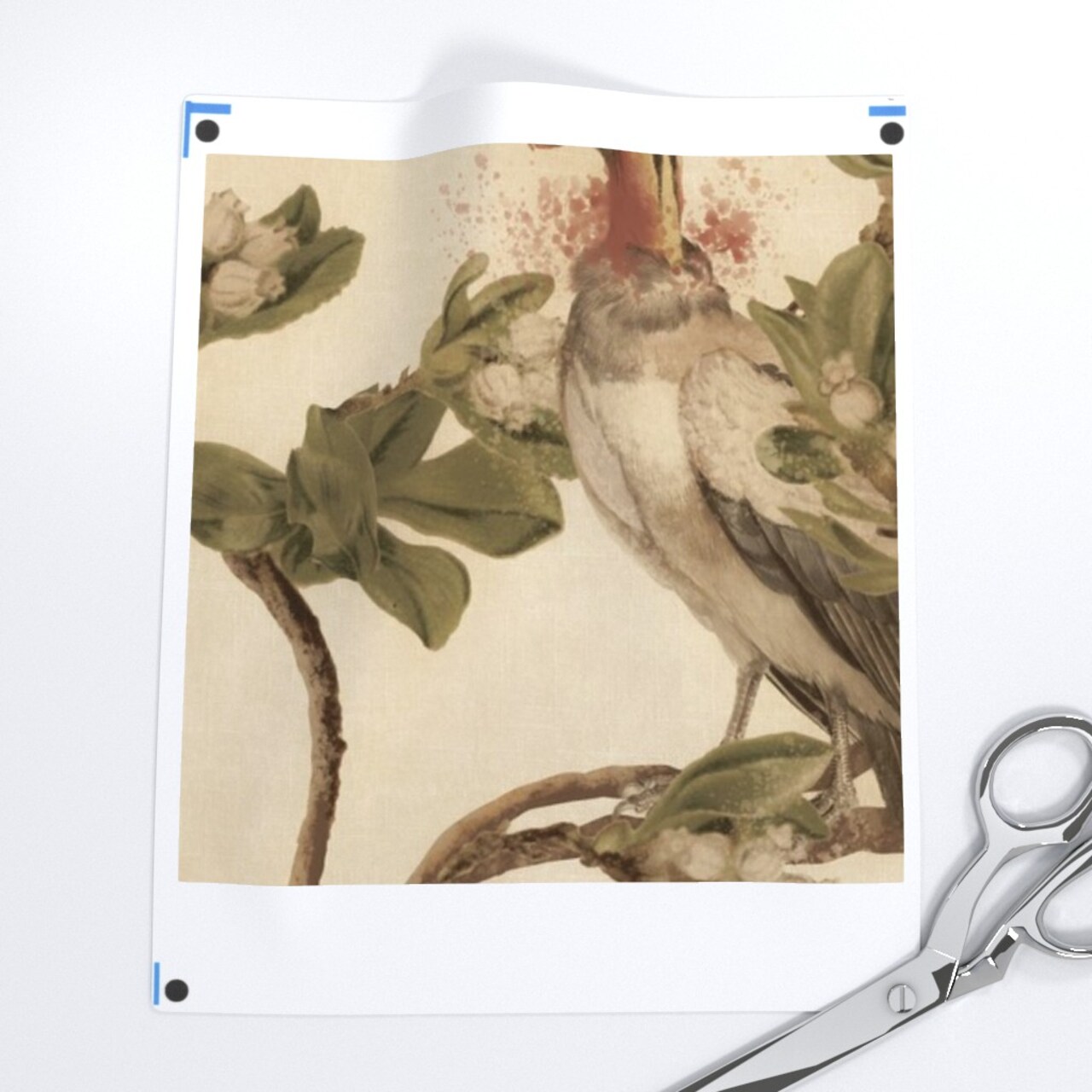 Vintage Birds Watercolor Chinoiserie Antiqued Of Prey Sepia Green Tan Botanical Custom Removable Wallpaper by Spoonflower Peel & Stick Wallpaper 2FT Wide